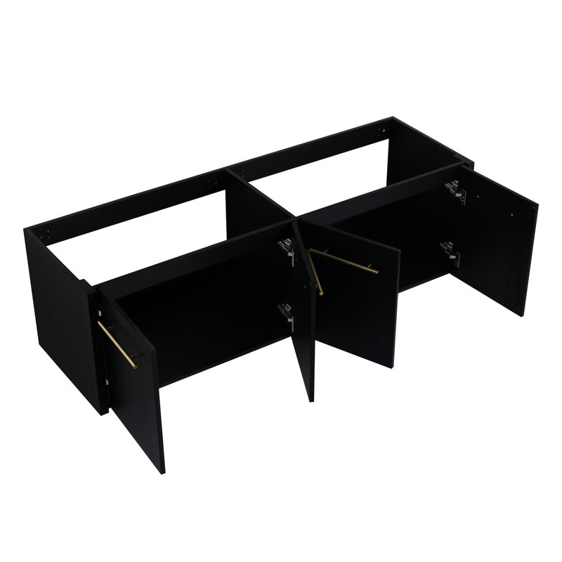 Meuble-lavabo de 60 po - Conception élégante, mécanisme de porte à fermeture en douceur, finition châtaignier noir, grand rangement au bas, contreplaqué intégré, teinte, capacité de rangement suffisante, fabrication