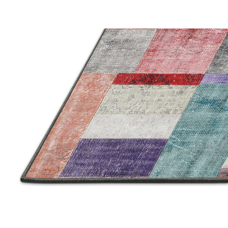 Tapis gris/rose/beige contemporain, Rectangle 3 pi x 5 pi