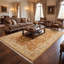 Tapis réversible en laine beige caramel 8 pi x 10 pi noué à la main