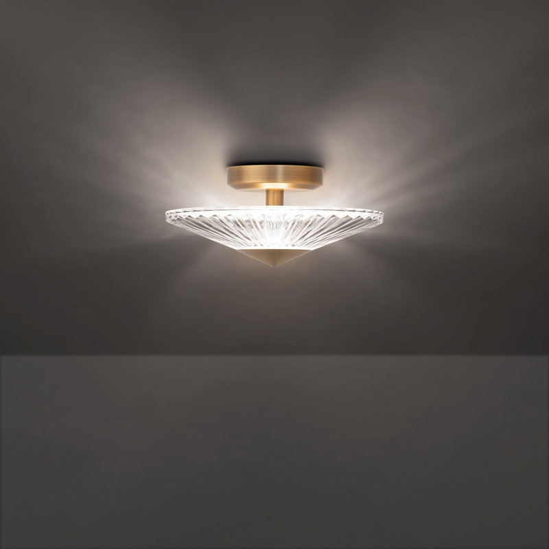 Origami 1 - Light LED Semi Flush Mount, Aged Brass, 5.5" H x 12" W x 12" D