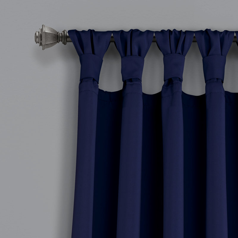 Lush Decor Insulated Knotted Tap Blackout Curtain Pair, 52" x 95", Navy