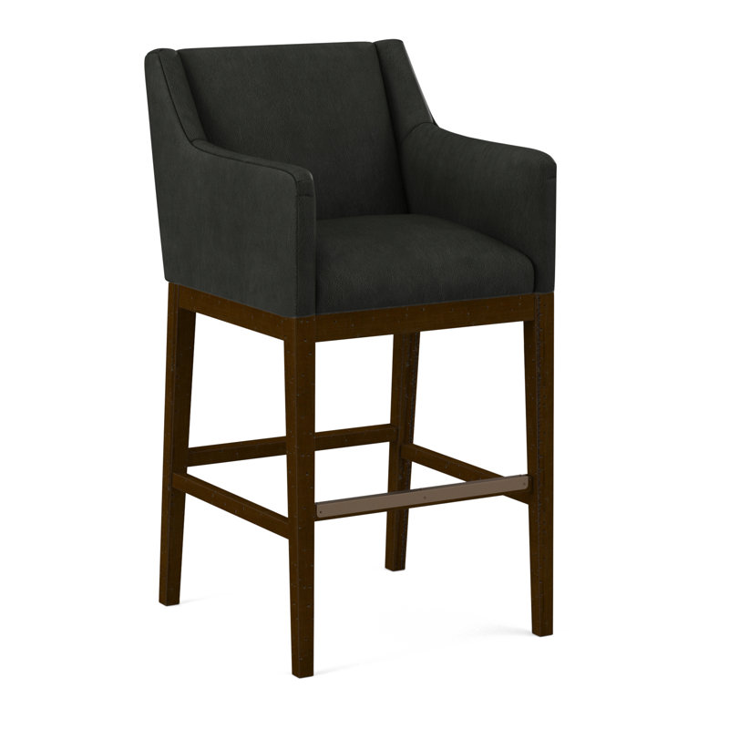 Upholstered Stool, Salvador Asphalt, Weathered Gray