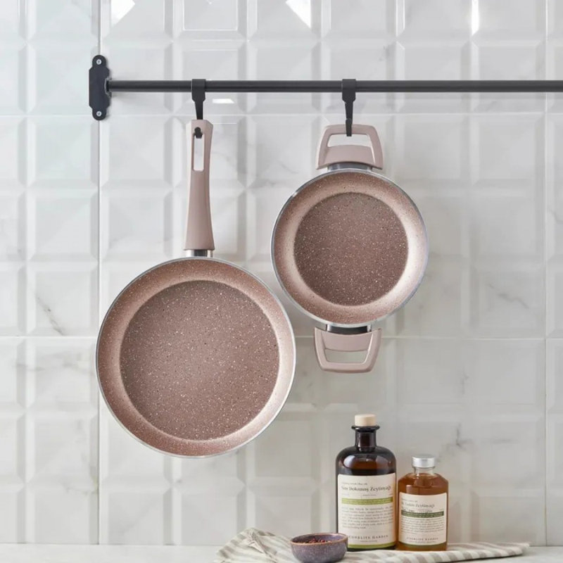 Karaca Biogranite Rose Gold 2-Piece Induction Pan Set, Rose Gold