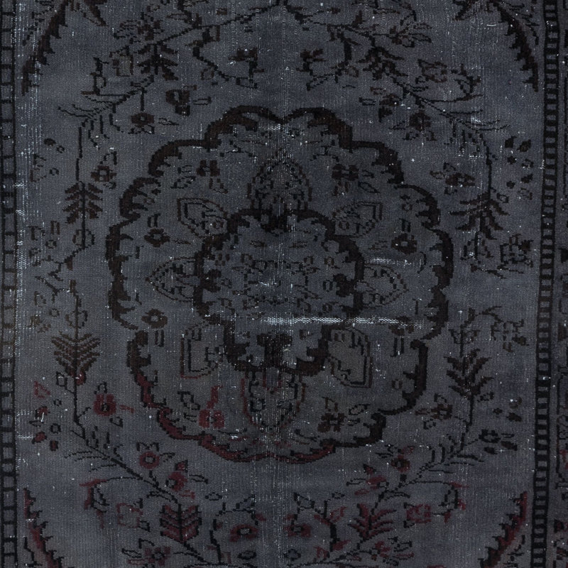 Tapis turc fait à la main 5,4 x 8,7 pi en gris foncé, 4 superbes intérieurs modernes