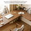 L - Shaped Solid Wood Brown Pine Corners Desk-388847601