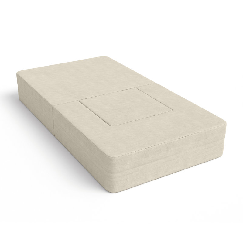Shontae Zipline Convertible Compression Sleeper Chair & Ottoman / Twin-Size Bed, Ivory 100% Polyester