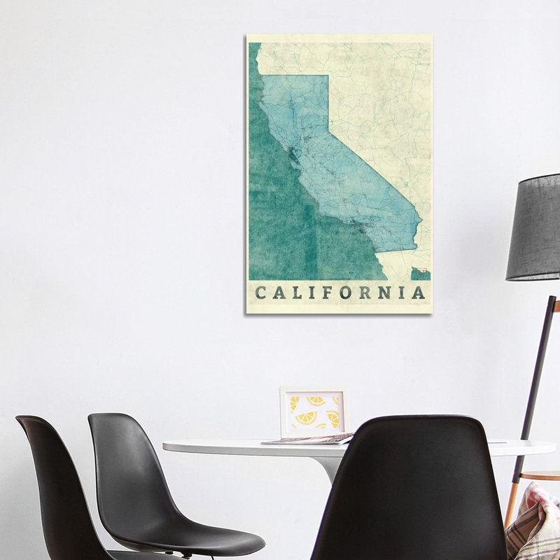 California Map by Hubert Roguski - Wrapped Canvas Print, 101.6 cm H x 66.04 cm W x 1.91 cm D