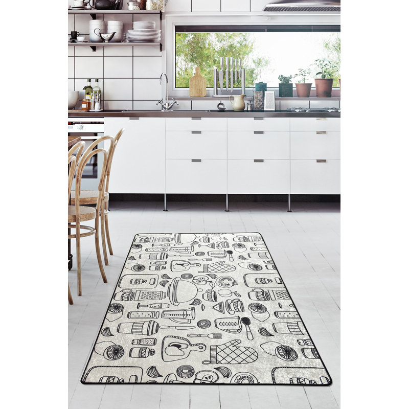 Stylish Black & White Area Carpet, 4.6 x 6.2 Feet | 100% Polyester, Total Thickness: 0.4 Inches | Antibacterial, Non-Slip Underside, Machine Washable | Perfect for Living Room, Bedroom, or Office Decor
