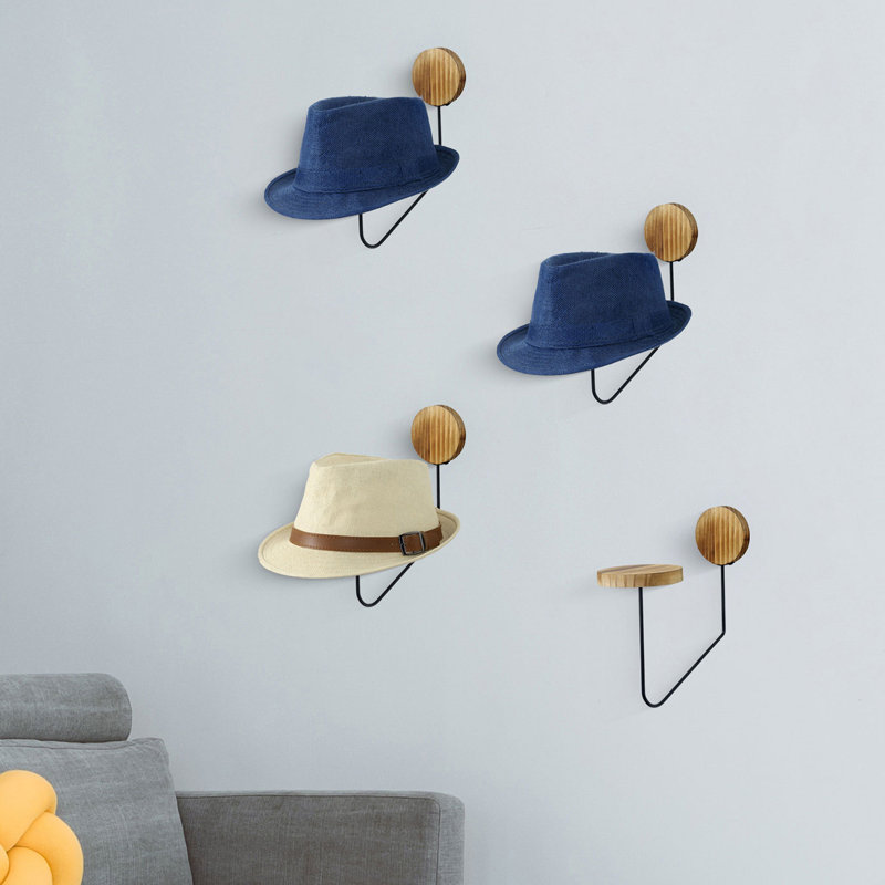 Wall Mounted Hat Rack in Black/Brown