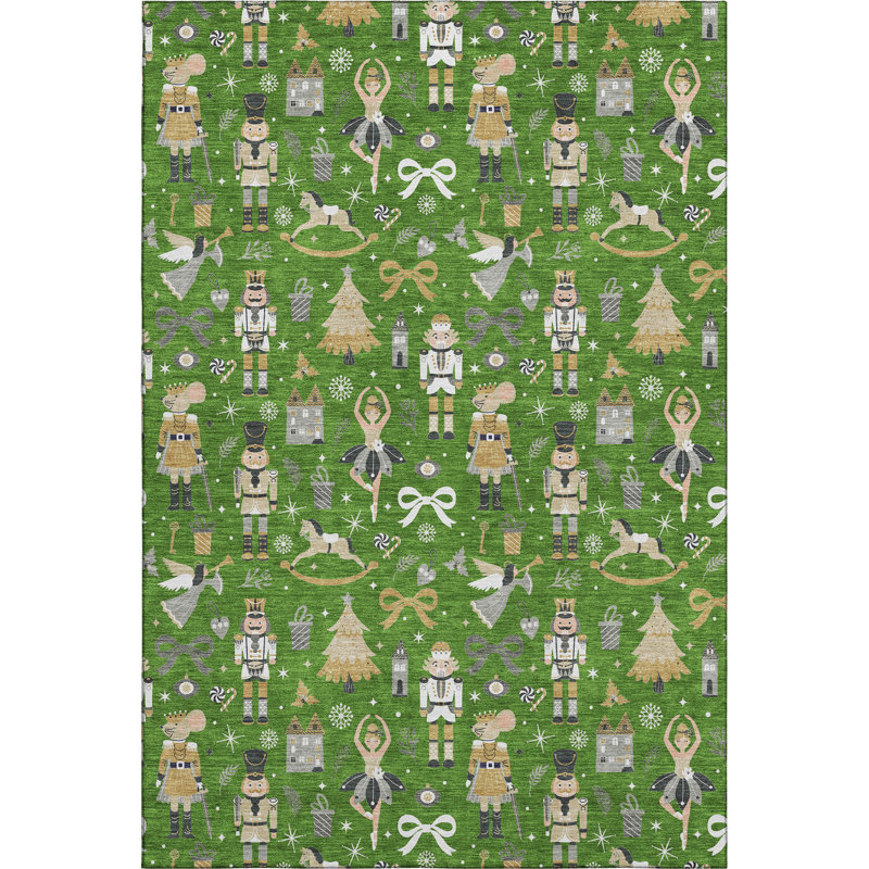 Premium Machine Washable Lingeswaran AMF1827 Fun Christmas Rug, Rectangle 8' x 10'