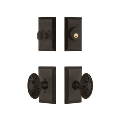 Nostalgic Warehouse Studio Entry Set with Victorian Knob in Oil-Rubbed Bronze