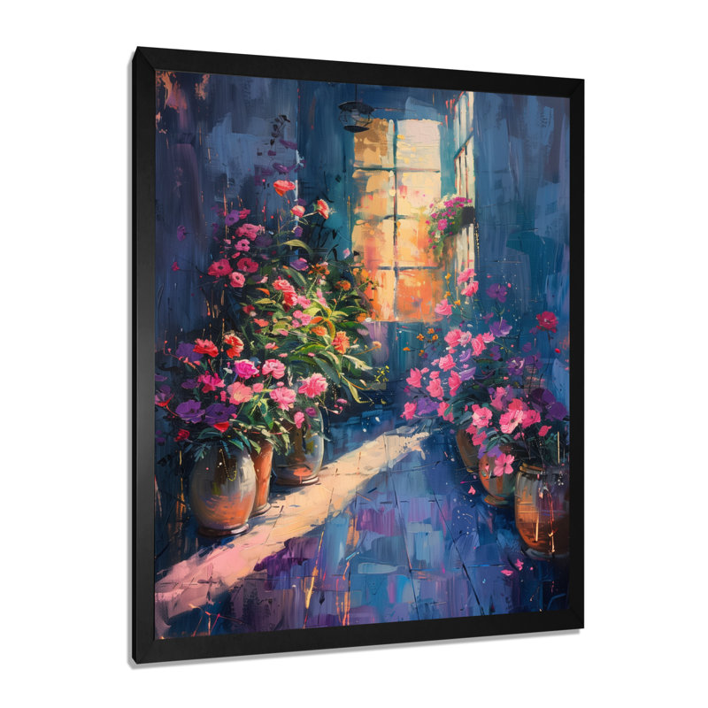 «Pink Green Greenhouse Glamour», art mural de serre, Cadre pour photo simple noir, bois massif, H 12 po x l 20 po