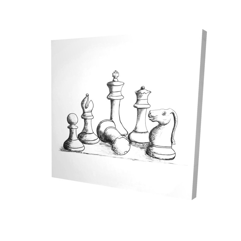 Pièces de jeu d'échecs - Toile monochrome noire