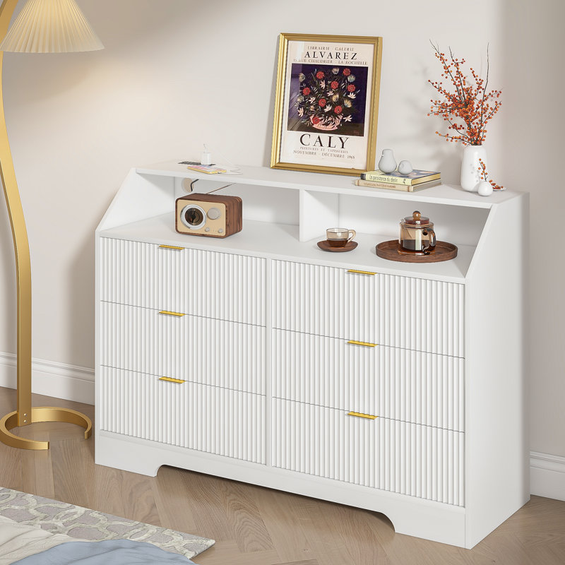 Borg 47.24'' W 6 - Drawer Dresser, White
