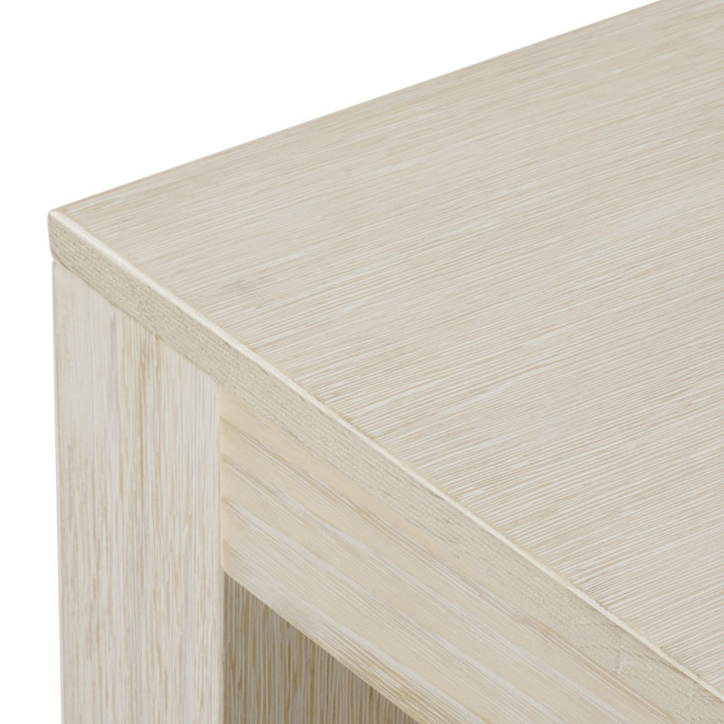 Candon Solid Wood Single Coffee Table, 15" H x 40.25" L x 20.25" W, White Sand Wirebrush