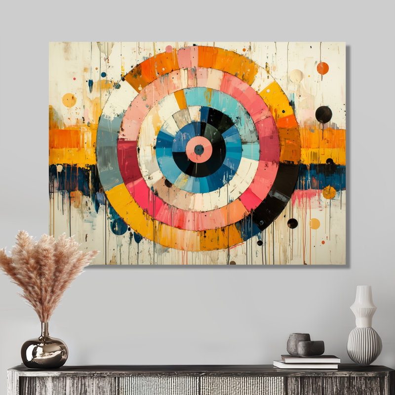 Abstrait, labyrinthe prismatique de vinyle, musique I, impression sur métal traditionnelle, H 12 po x l 20 po