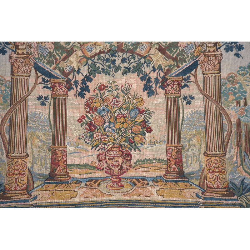 Terrasse With Border I European Tapestry Wall Hanging, 60" H x 80" W x 4" D