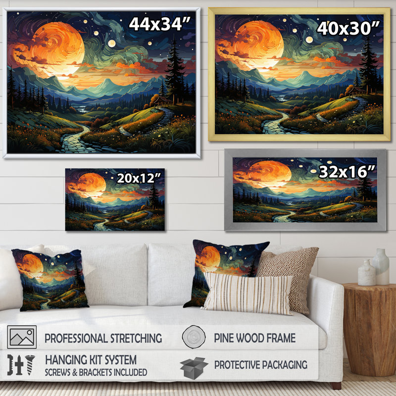 Colourful Northernlights Road To Infinity I - Landscapes Canvas Art Print, 12" H x 20" W, Toile tendue