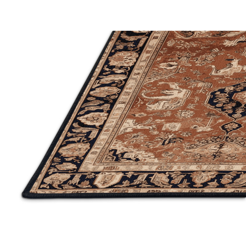 Tapis brun lavable à la machine, Carré 5 pi