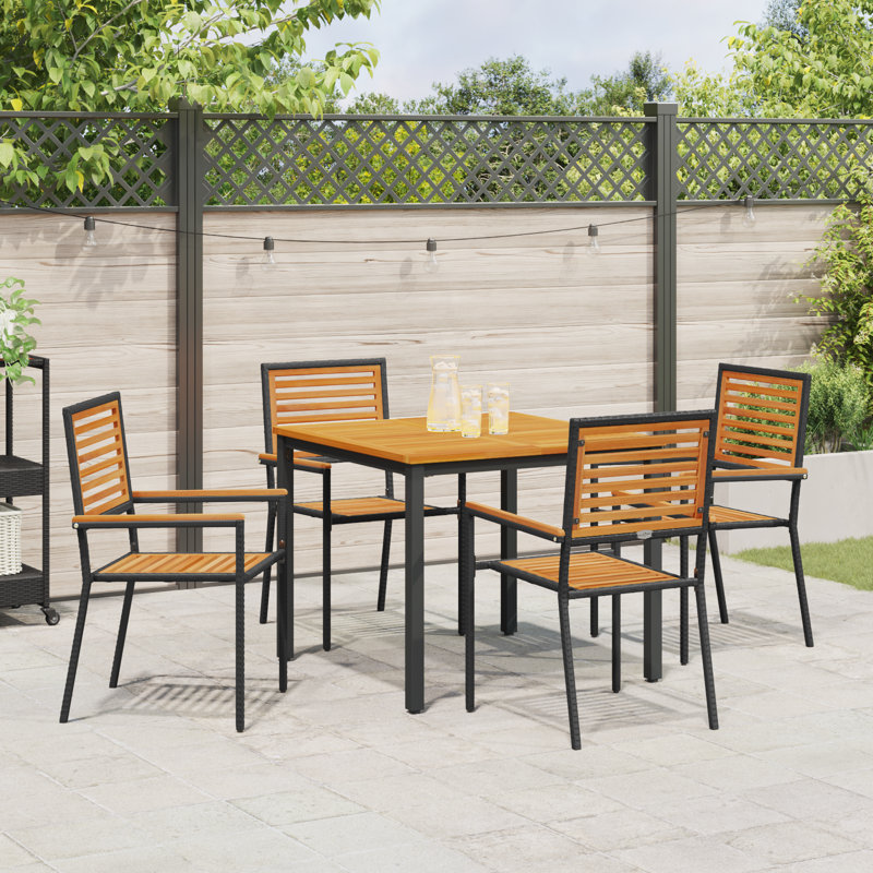 5 Piece Garden Dining Set, Black