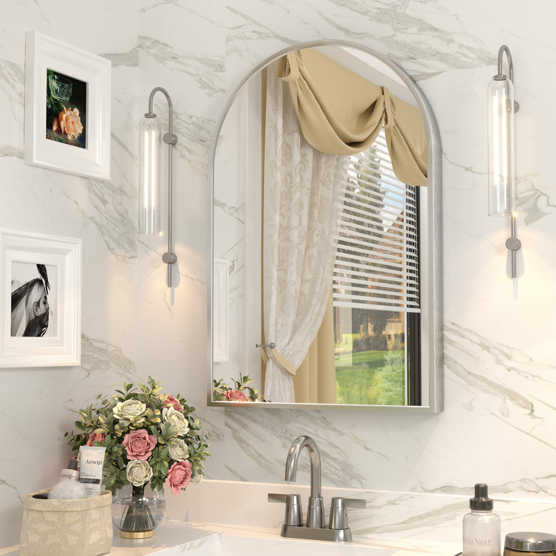 Miroir mural Amara, 24 po x 16 po, Argent brossé