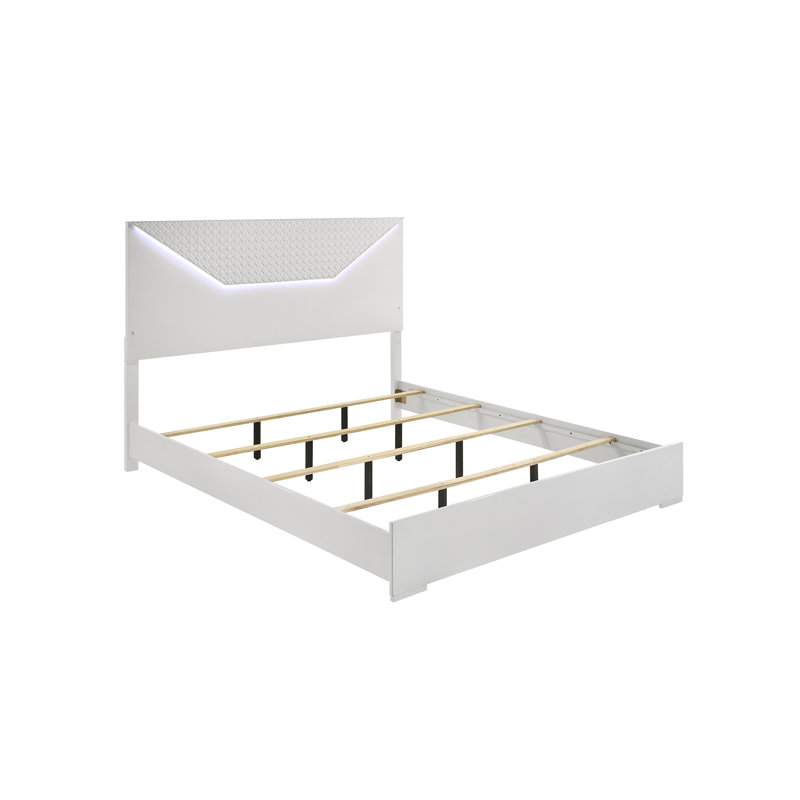 Jariya Queen 2PC White, 2 Pcs: Bed, Nightstand, Queen