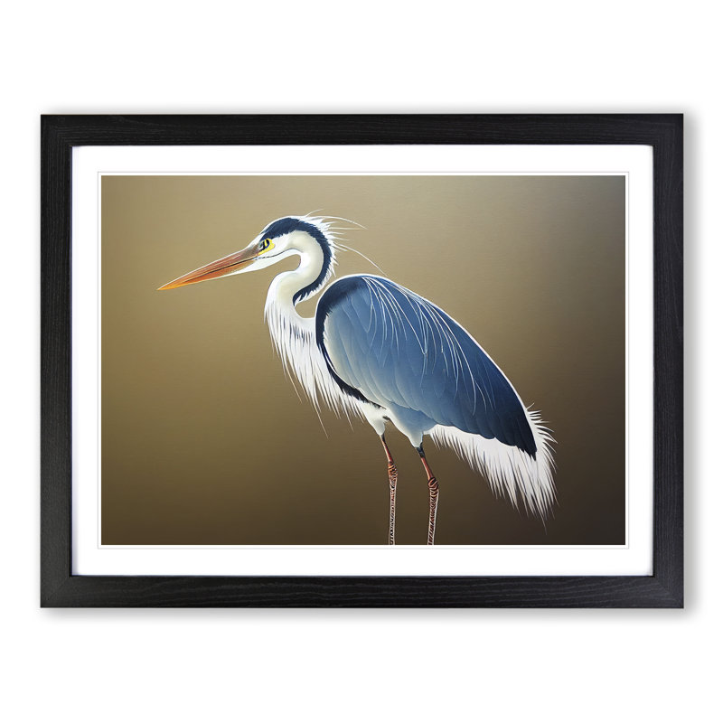 XH1022-9368X Unbeatable Heron Bird - Single Picture Frame Print, Black Framed, 46cm H x 64cm W x 2cm D