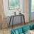 Diano 43.3" Narrow Console Table with Solid Wood Legs and Tempered Glass Top Desk-441693468