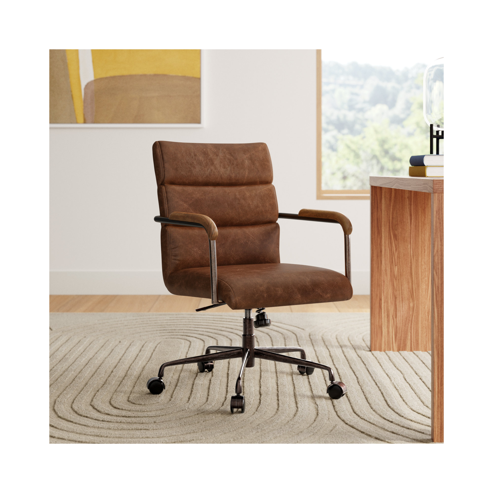 Springtown Swivel Office Chair, Retro Brown