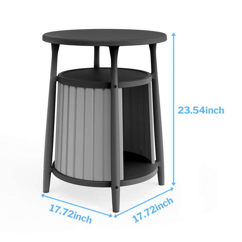 Round Two-tier Side Table With Cat-friendly Features, Gray