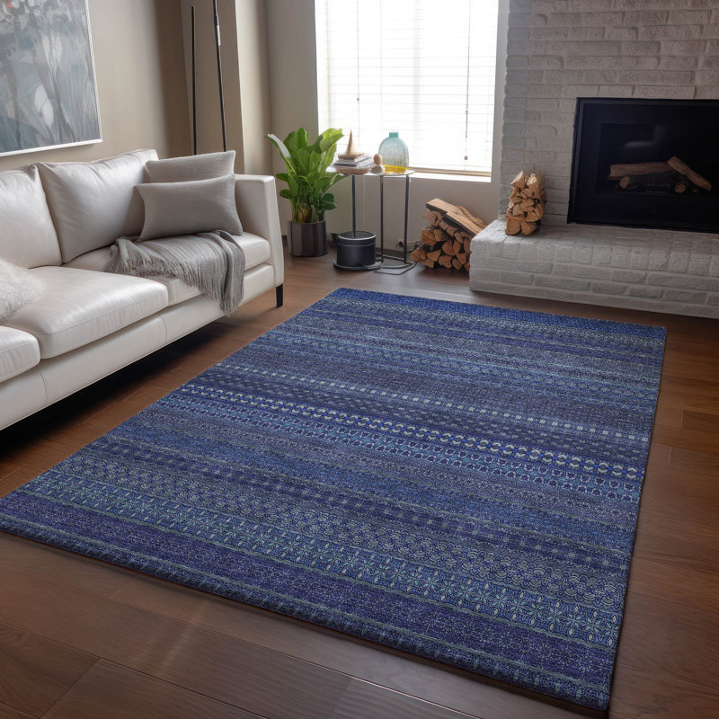 Cerrito AMF527 bleu marine lavable à la machine de qualité supérieure, Rectangle 9 pi x 12 pi