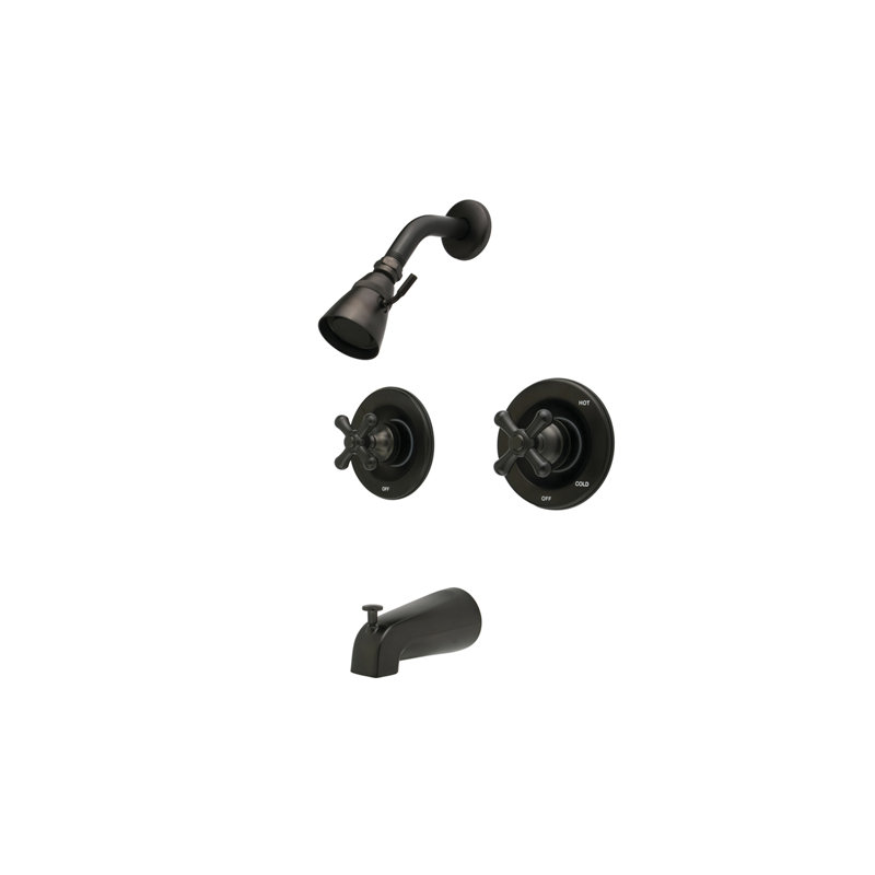 Kingston Brass Vintage Double-Handle Pressure Balanced Tub and Shower Faucet, Oil Rubbed Bronze