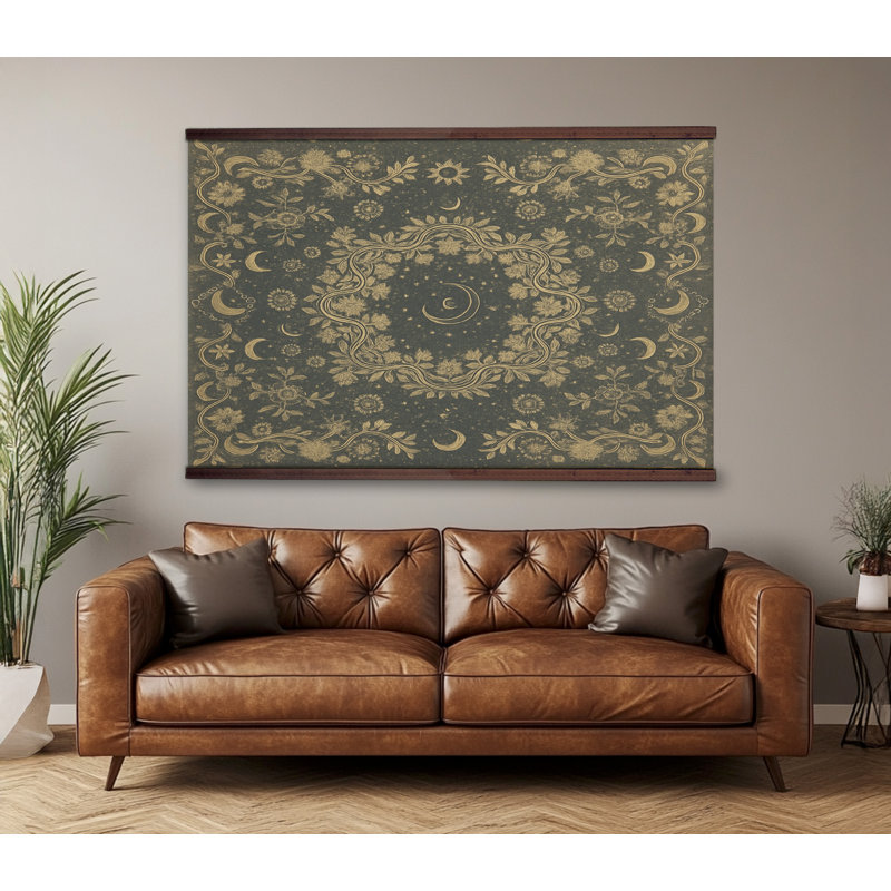 Très grande tapisserie murale tapissier céleste, H 32 po x l 48 po