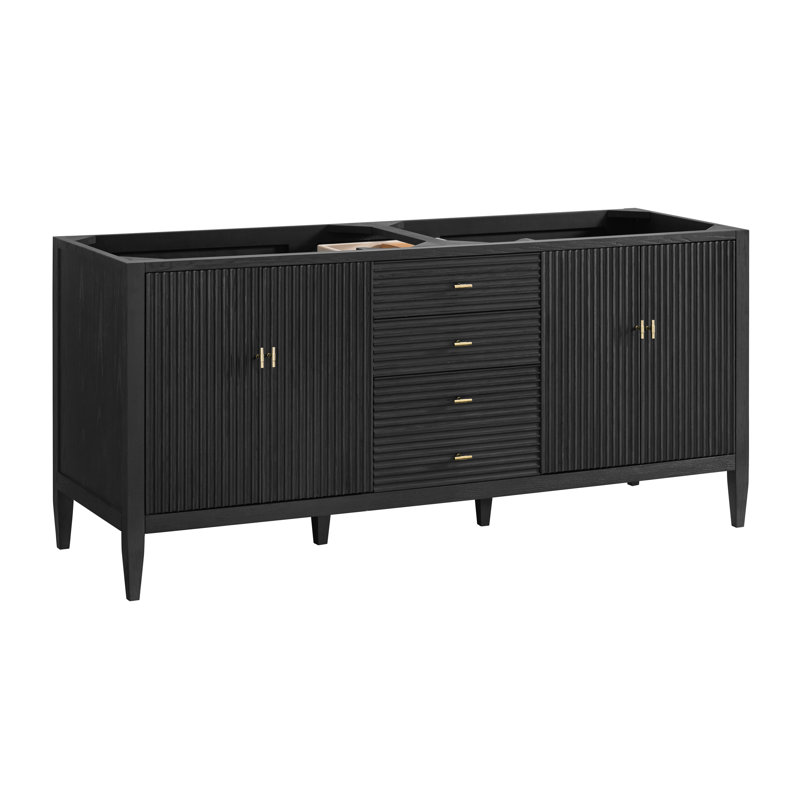 Myrrin 72'' W Double Vanity, Carbon Oak, Eternal Jasmine Pearl
