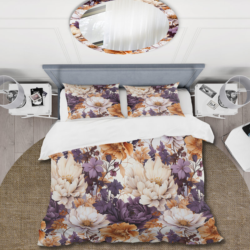 Autumn Cottage Flowers Composition - Ensemble de housse de couette à motif floral