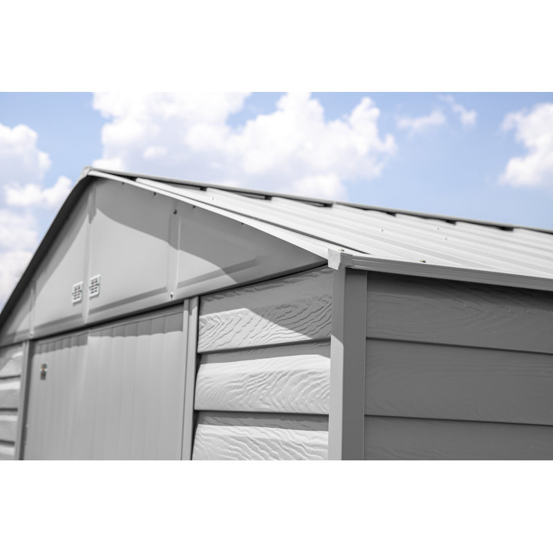 10 ft. x 14 ft. Flute Grey Galvanized Steel Storage Shed