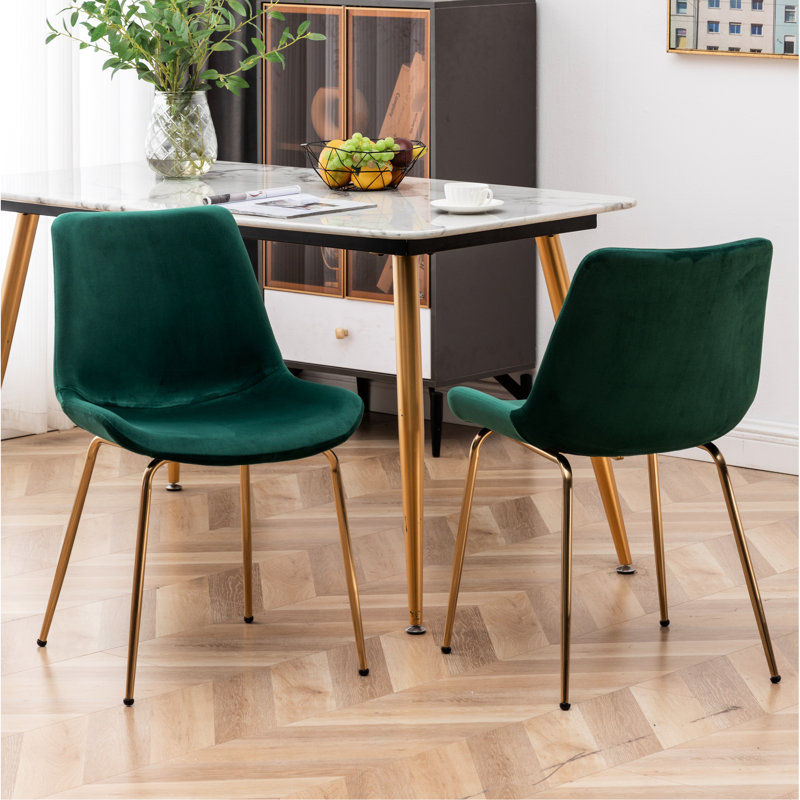 Chaise de salle à manger en velours douce et fiable pour un usage quotidien, Vert