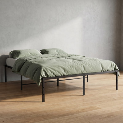 Cadre de lit plateforme simple en acier noir 18 po avec rangement sous le lit, aucun sommier nécessaire
