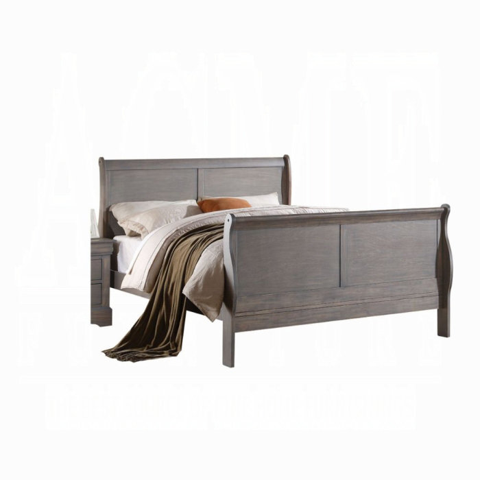 Lit double Louis Philippe III, Double XL, gris
