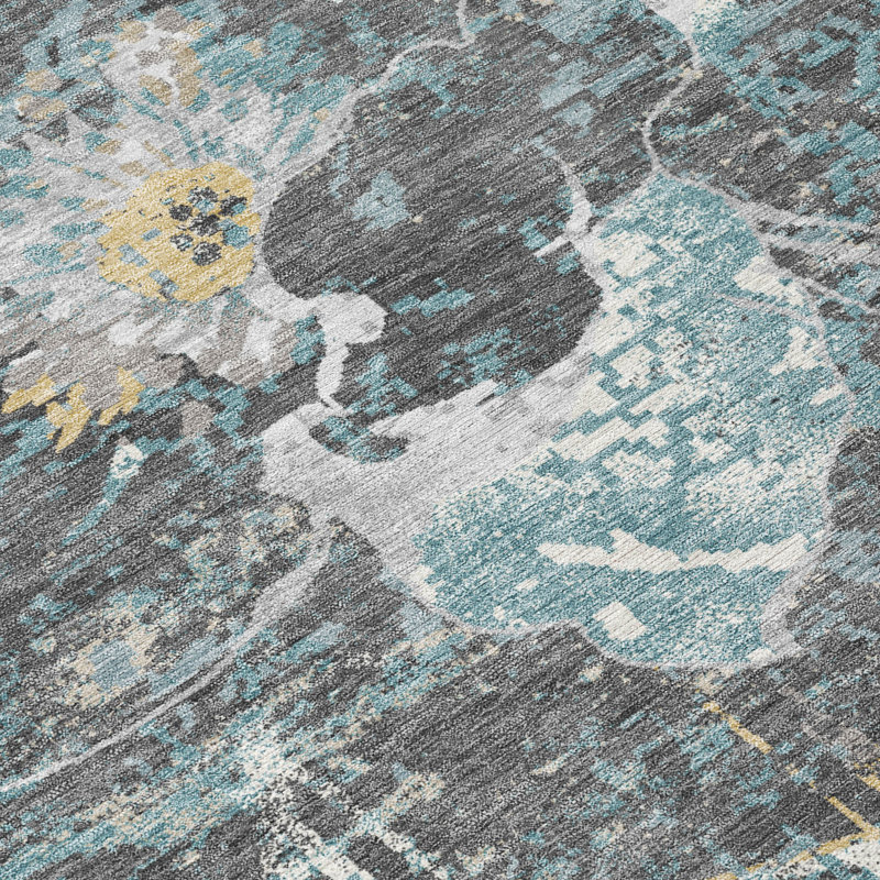 Machine Washable Indoor/Outdoor Chantille ACN2929 Floral Rug, Gray, 8' x 10'