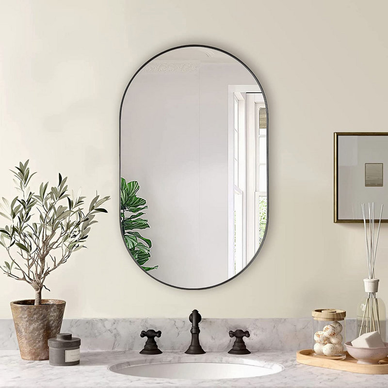 Miroir ovale 20 po x 33 po, Noir