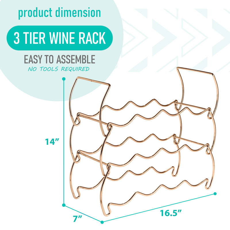 Sorbus 12 Bottle Stackable Copper Wine Rack 3-Tier, Copper