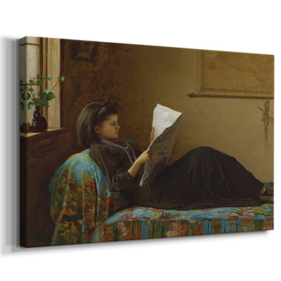 Actualité intéressante (ou fille lisant un journal) -Eastman Johnson-Toile tendue avec châssis-1872