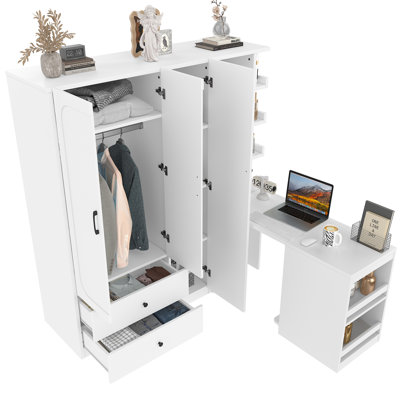 Armoire-penderie multifonctionnelle avec bureau pliable