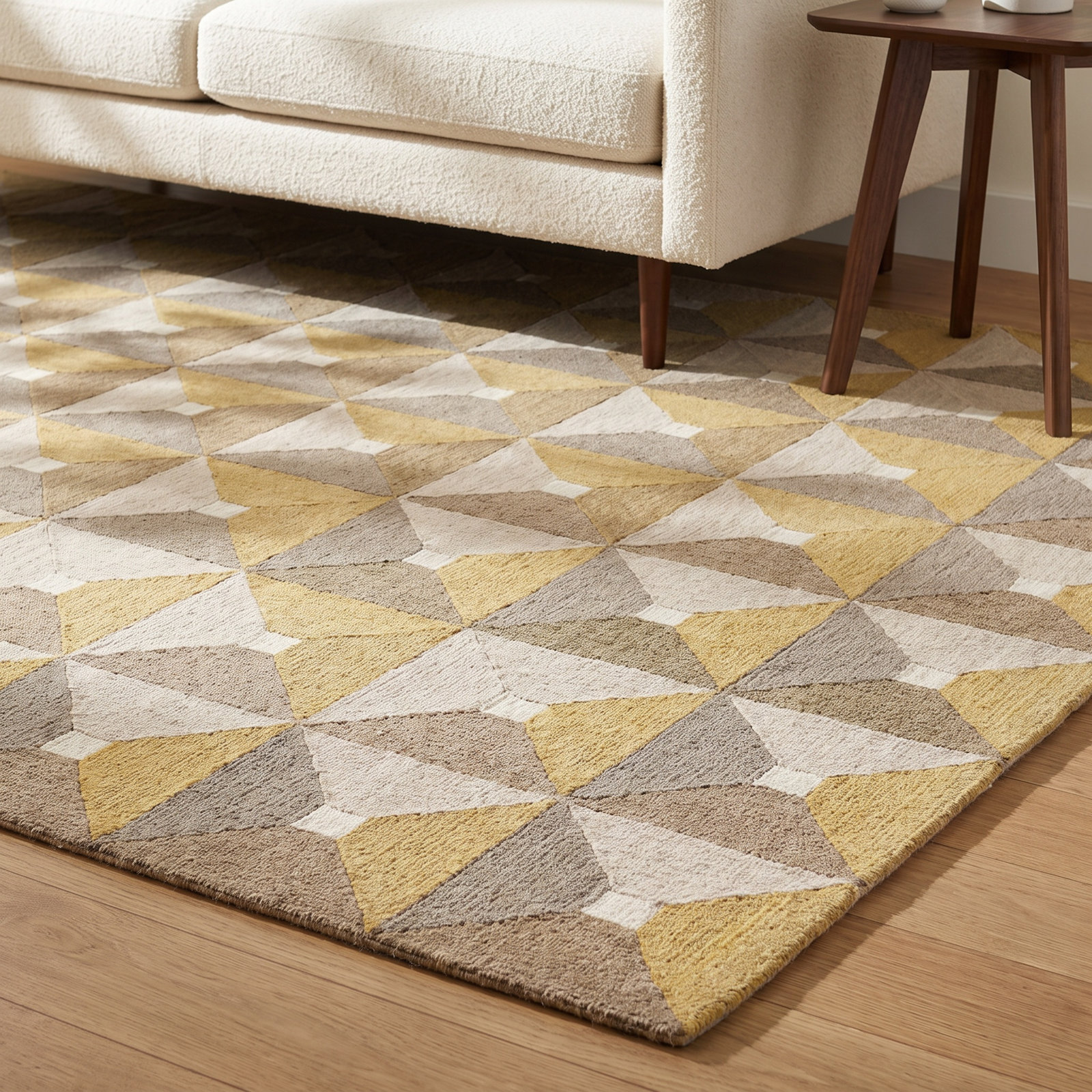 Gilderoy Gold Gray Hand-Tufted Wool Rug, Rectangle 6' x 9'