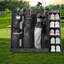 Support de rangement pour sac de golf en bois avec 3 compartiments, 5 tablettes, pouvant contenir 2 sacs et 14+ clubs-1414770007