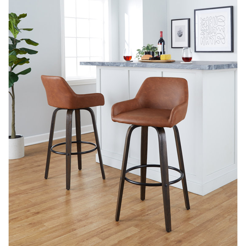 Cassiopeia Fixed-Height Bar & Counter Stool with Bent Wood Legs, Bar Stool (30" Seat Height), Brown, Camel