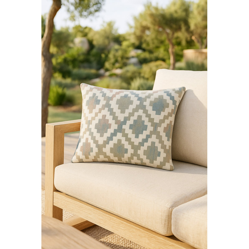 Natural Beige Terra Diamond Indoor Outdoor Pillow 24x24, Red, Square 20", Pillow Cover Only - No Insert