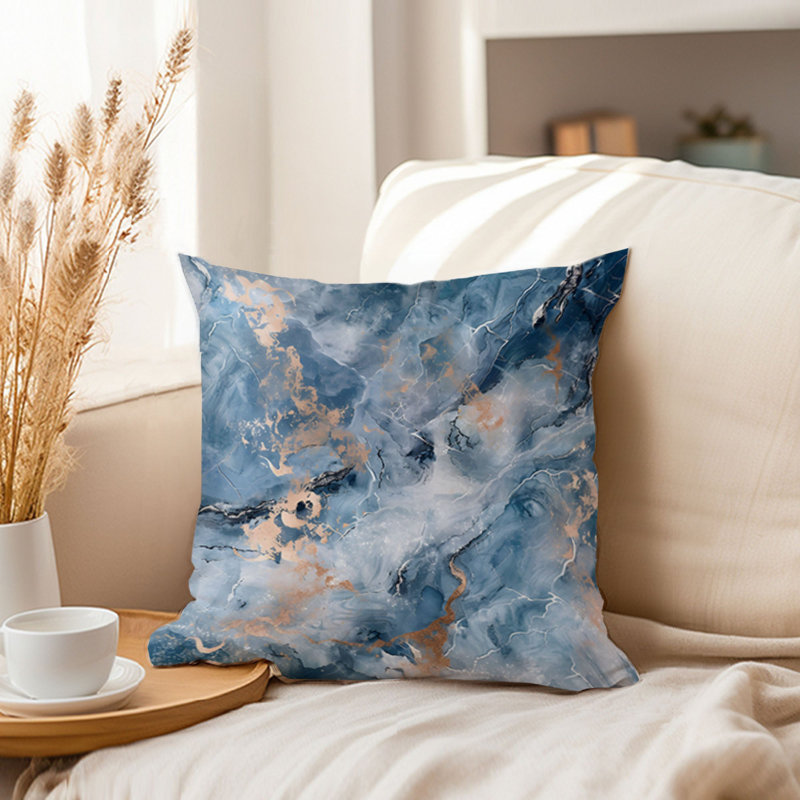 Abstract Blue Geode Crystals Marble V Modern