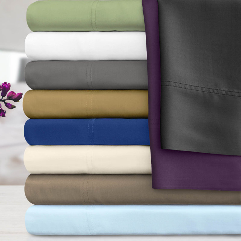 Luxurious Purple Split King Bamboo Cotton Deep Pocket Sheet Set